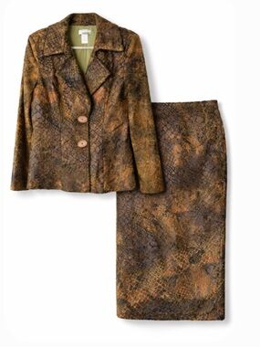 Design Today’s Vintage Snakeskin Pattern Velvet Burnout Two Piece Set